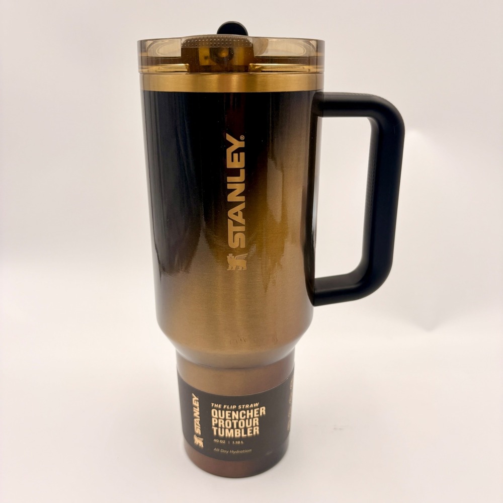 Stanley 40oz Quencher H2.0 FlowState Tumbler Black Honey ProTour Ombre Metallic